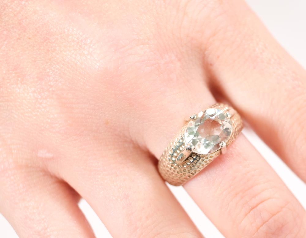STERLING SILVER & ROCK CRYSTAL RING