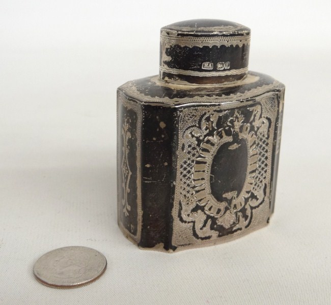 Sterling silver tea caddy.
