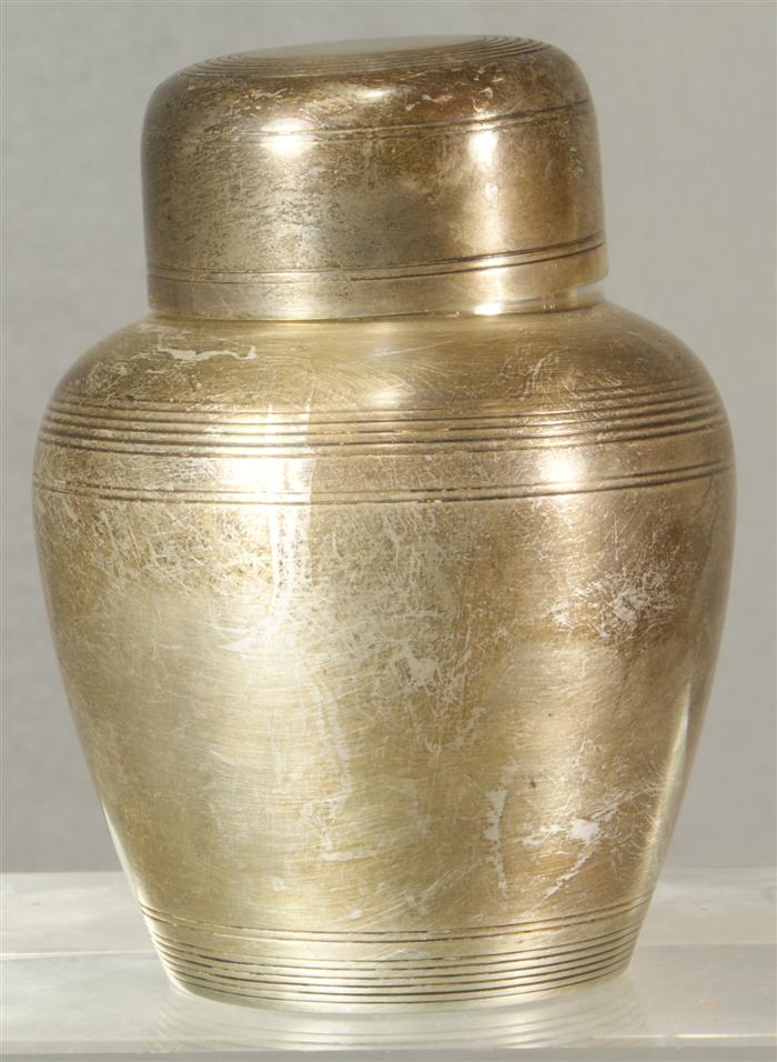 Sterling silver tea jar marked Made