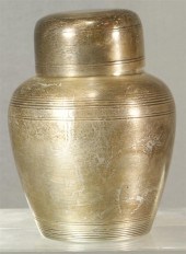 Sterling silver tea jar marked