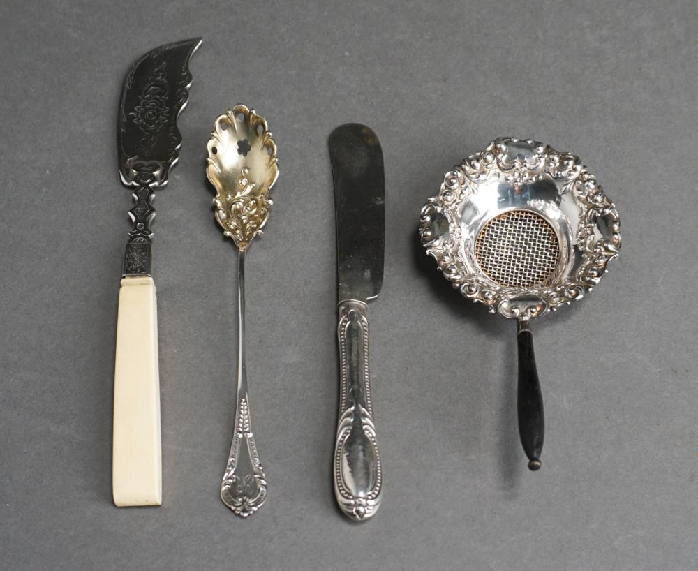 STERLING SILVER TEA STRAINER AND
