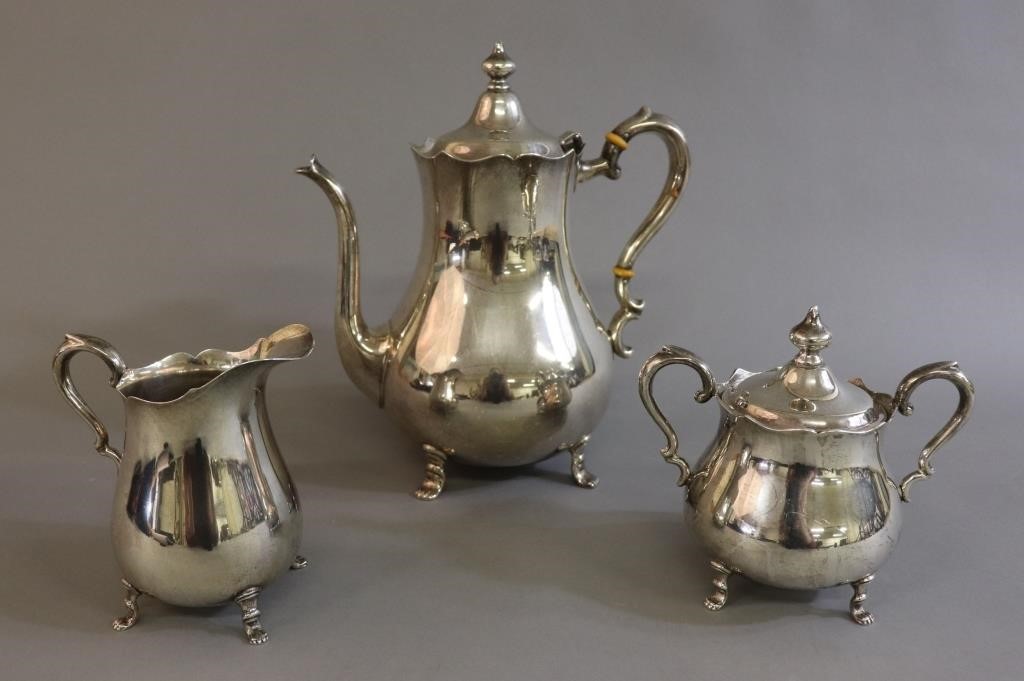 Sterling silver three piece tea