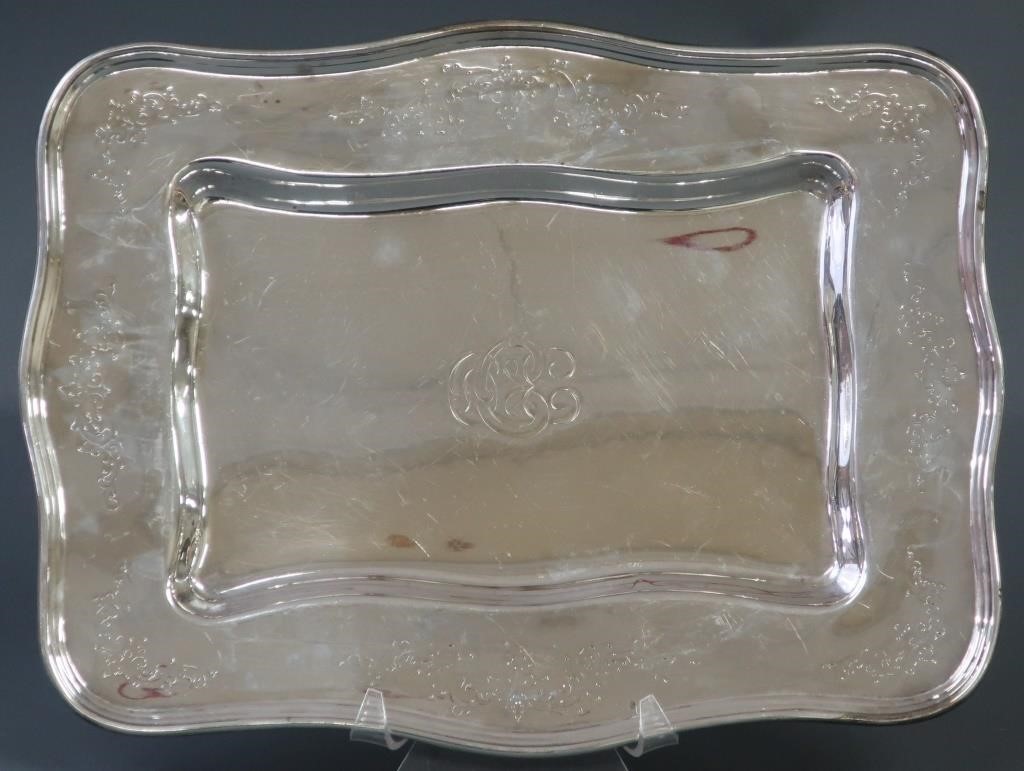 Sterling silver tray, 11"w x 14