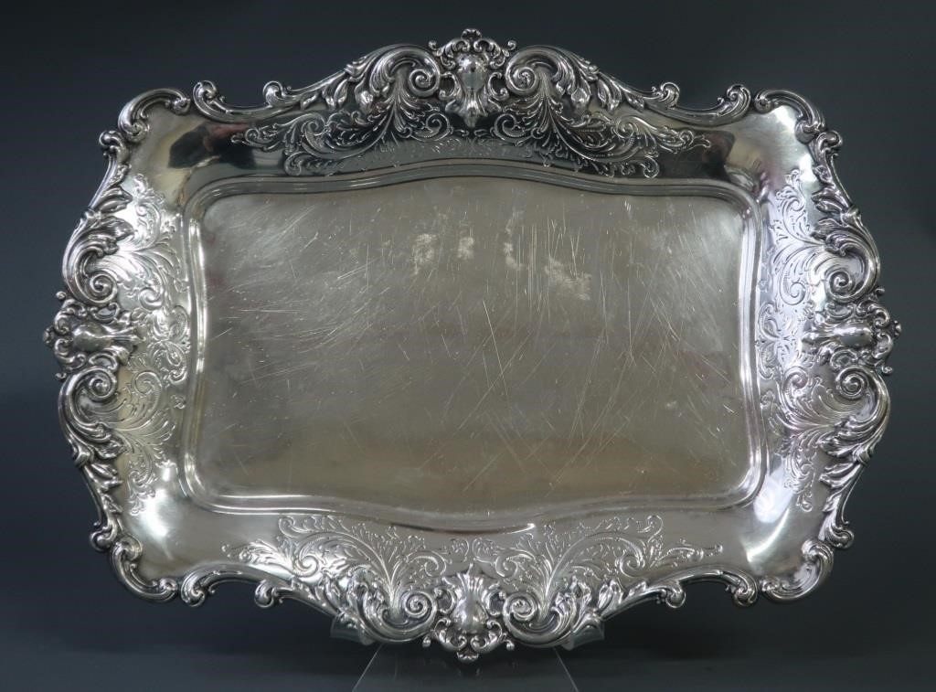 Sterling silver tray, 15"w x 11