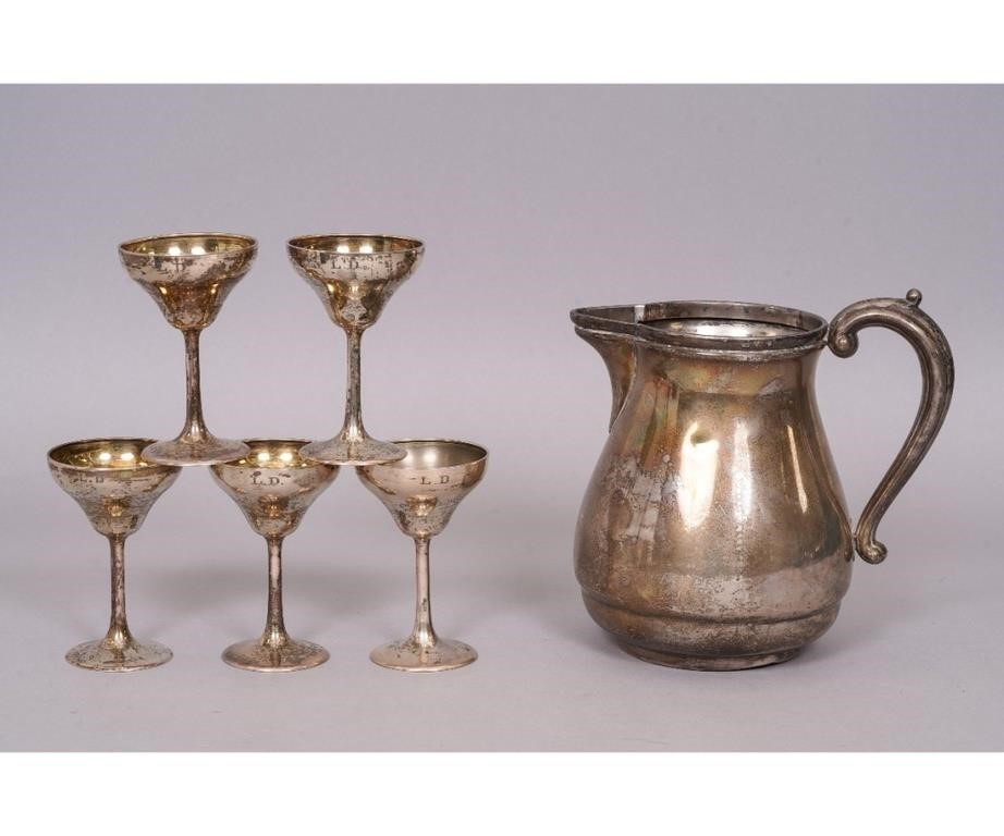 Sterling silver water pitcher;