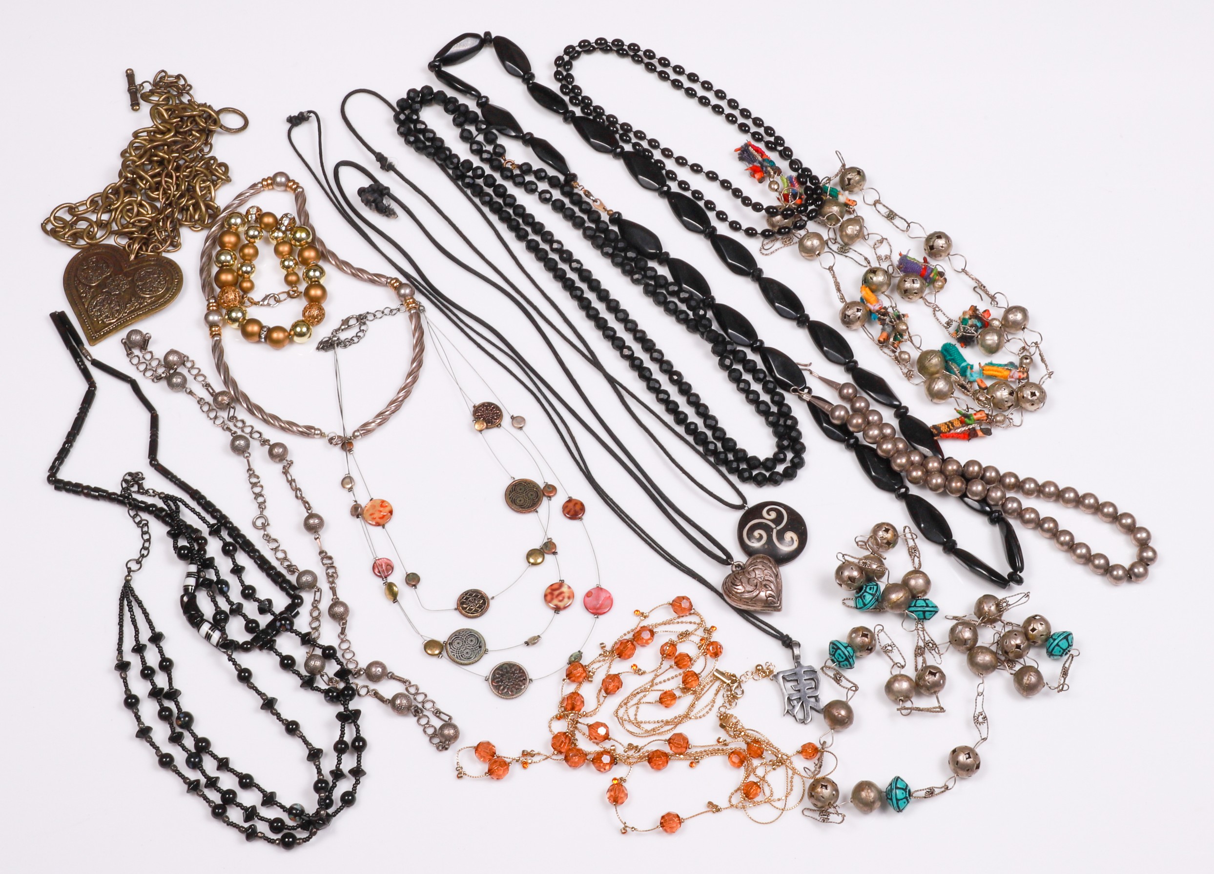 Sterling, silvertone and beaded