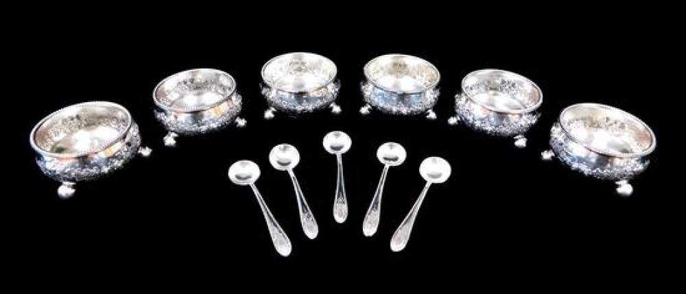 STERLING: SIX ENGLISH SALTS WITH