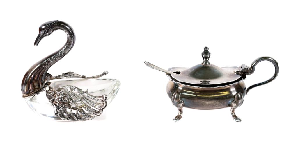STERLING SWAN SALT CELLAR & REGIS