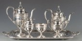 STERLING TEA SET, WEDGWOOD PAT