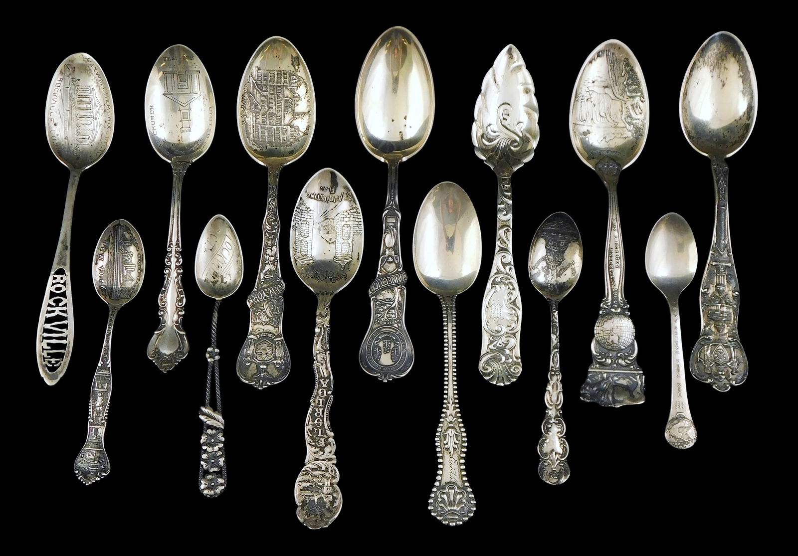 STERLING: THIRTEEN SOUVENIR AND