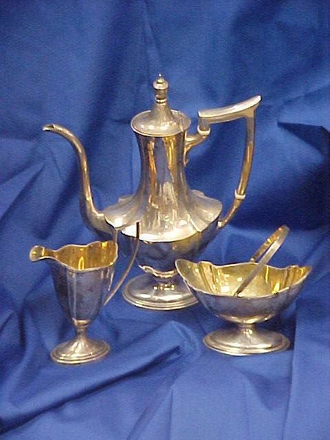 Sterling three piece coffee set 