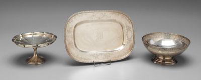 Sterling tray, bowl, compote: