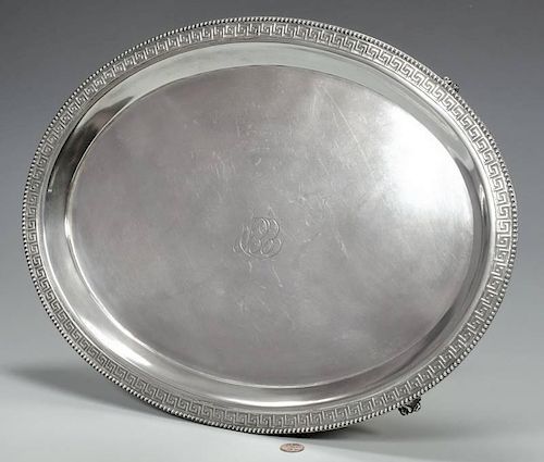 STERLING TRAY WITH GREEK KEY