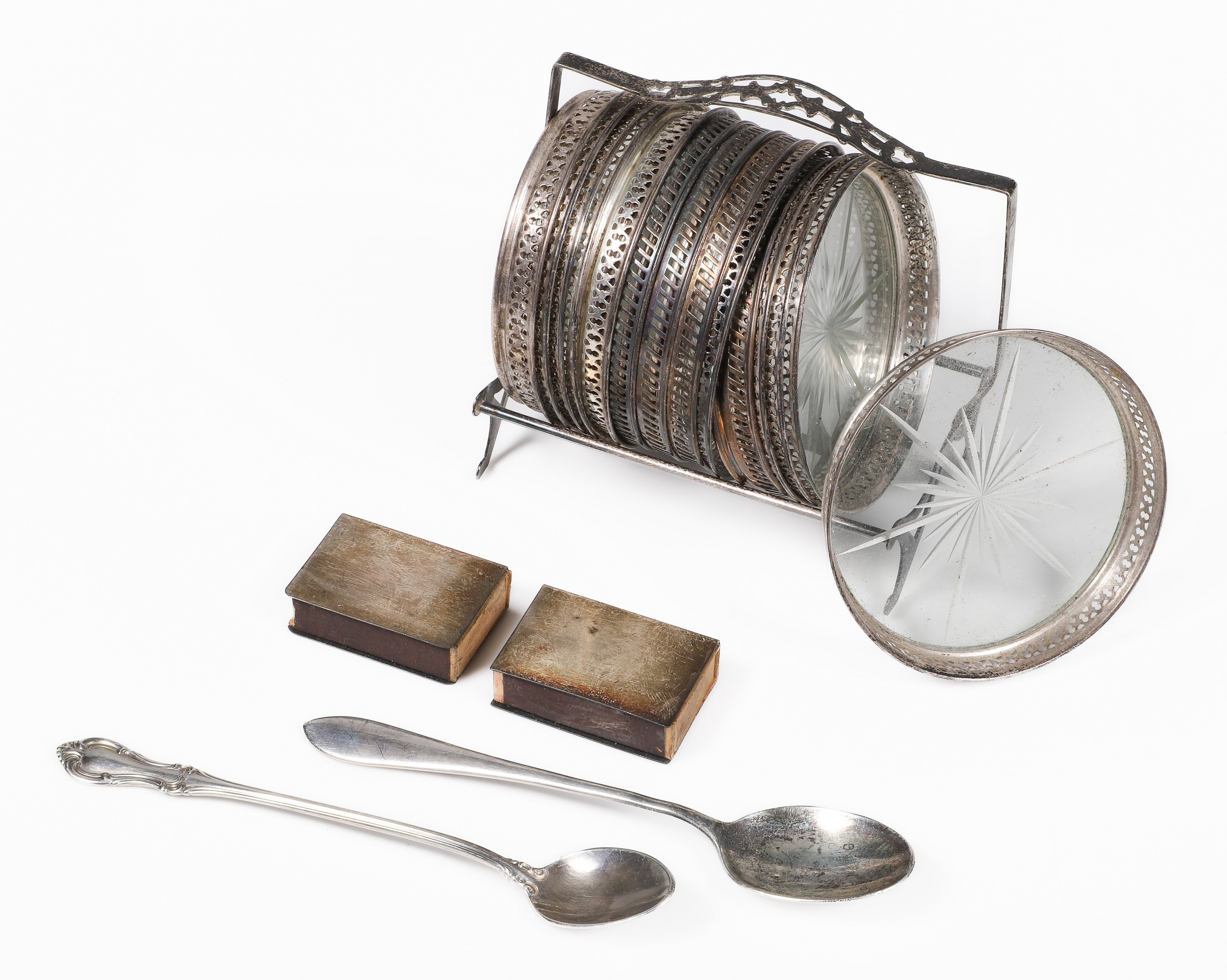 Sterling trimmed coasters,