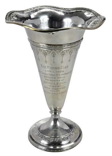 STERLING TRUMPET VASE HORSE