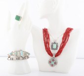 Sterling turquoise and coral j