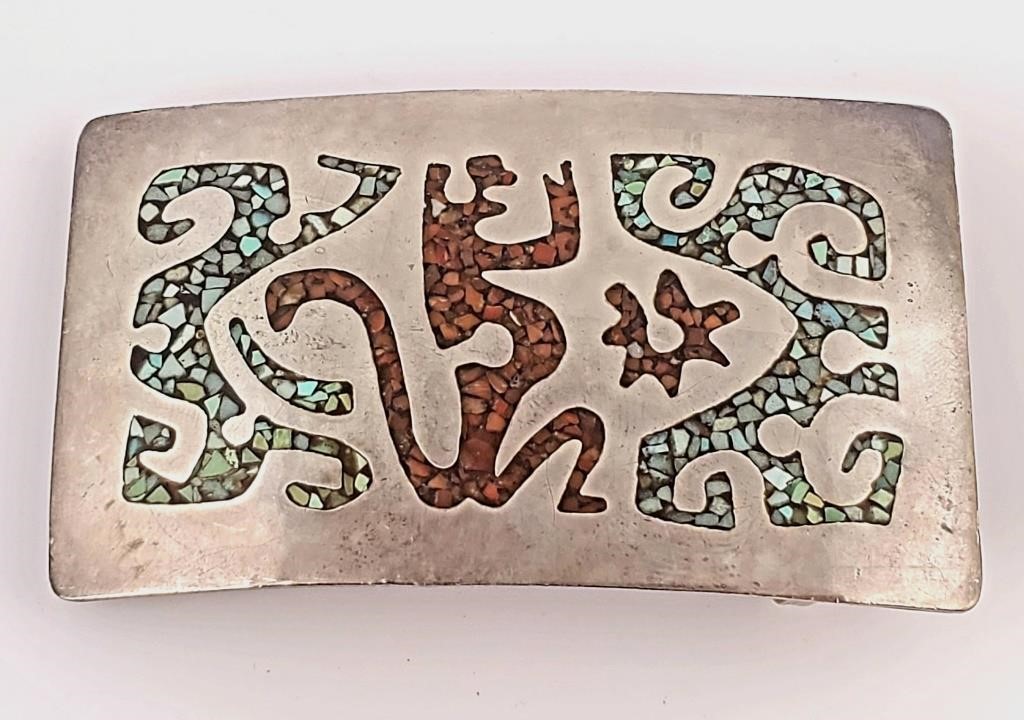 STERLING TURQUOISE CHIP AND CORAL