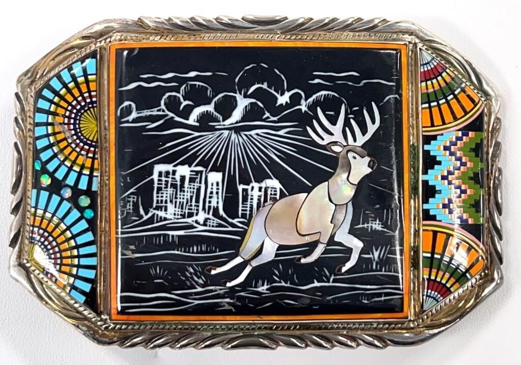 STERLING TURQUOISE CORAL ONYX INLAY