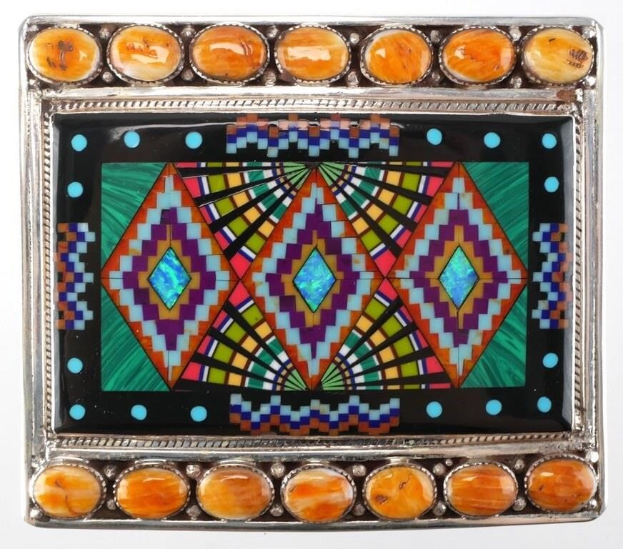 STERLING TURQUOISE CORAL ONYX INLAY