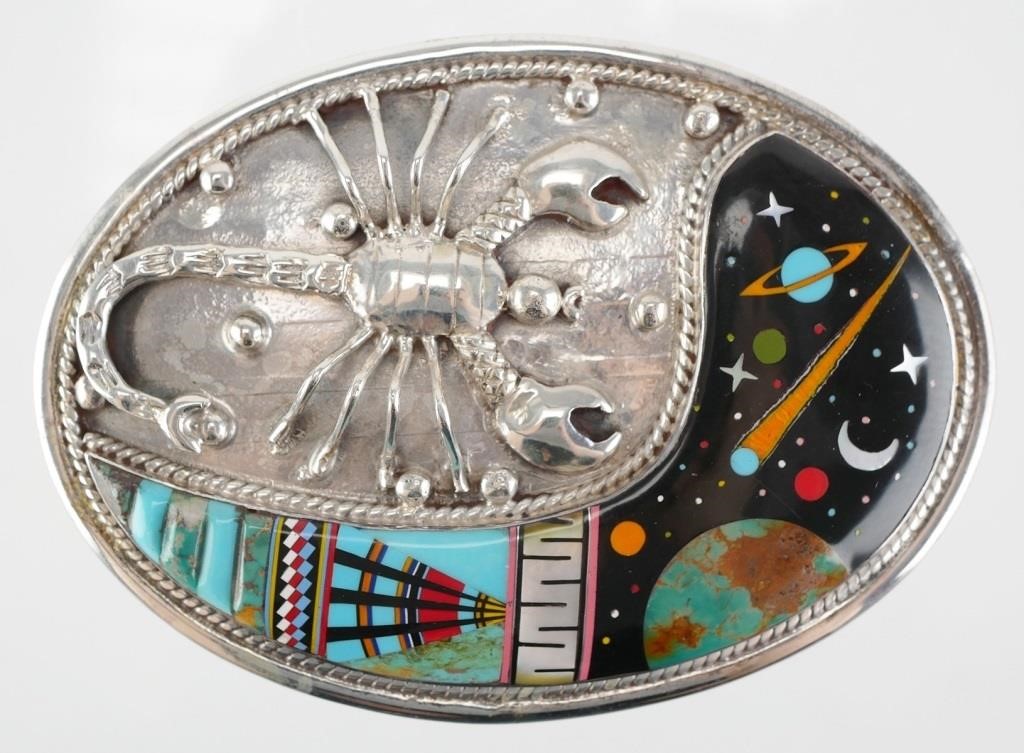 STERLING TURQUOISE CORAL ONYX INLAY