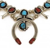 STERLING TURQUOISE & CORAL SQU