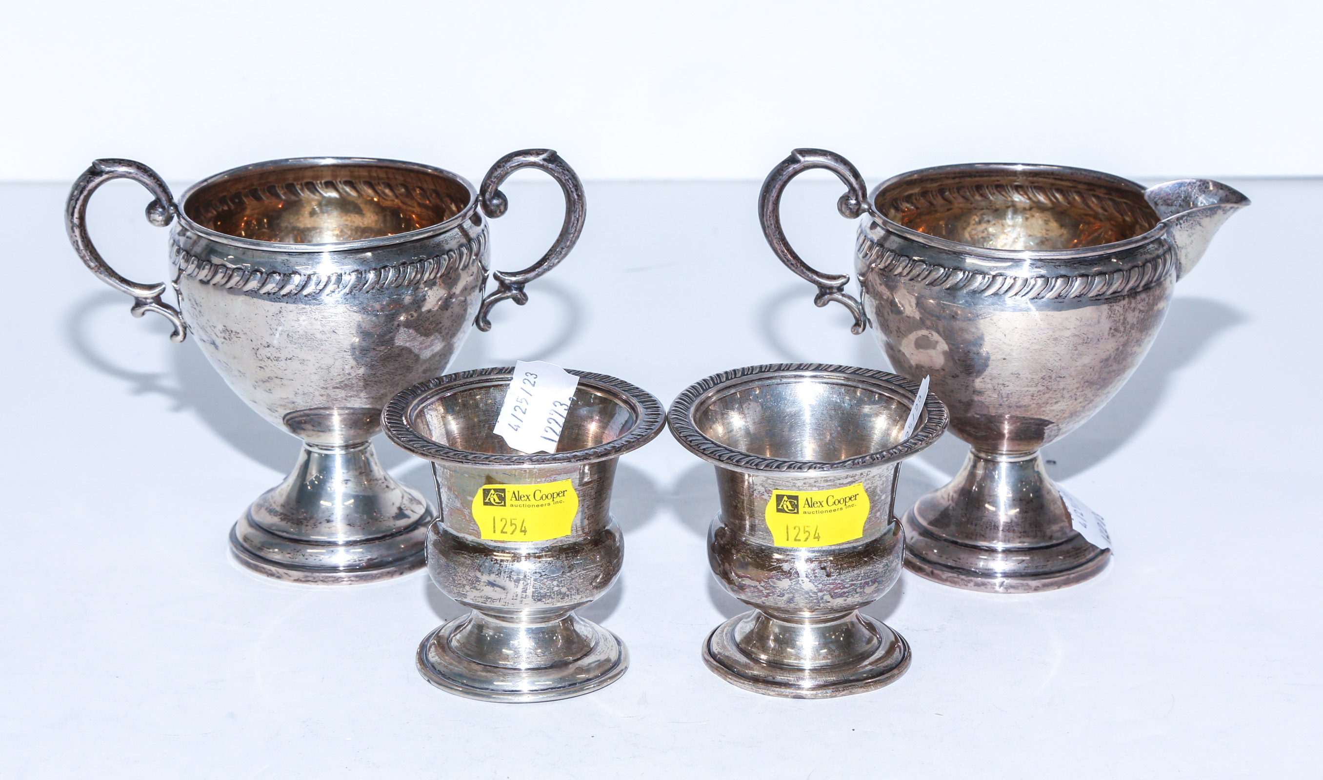 STERLING WEIGHTED CREAMER & SUGAR