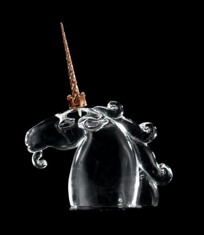Steuben 18K gold mounted glass