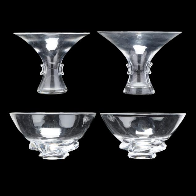 STEUBEN, A PAIR OF CRYSTAL VASES