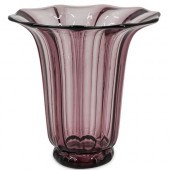 STEUBEN AMETHYST RIBBED VASEDE