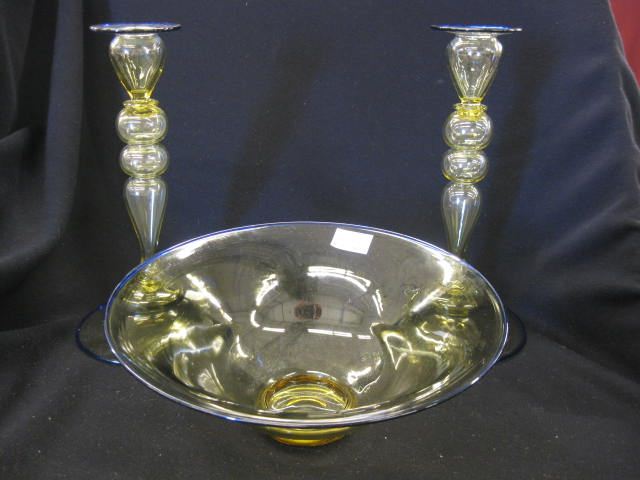 Steuben Art Glass Console Set