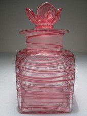 Steuben art glass dresser or v
