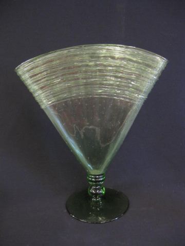 Steuben Art Glass Fan Vase threaded