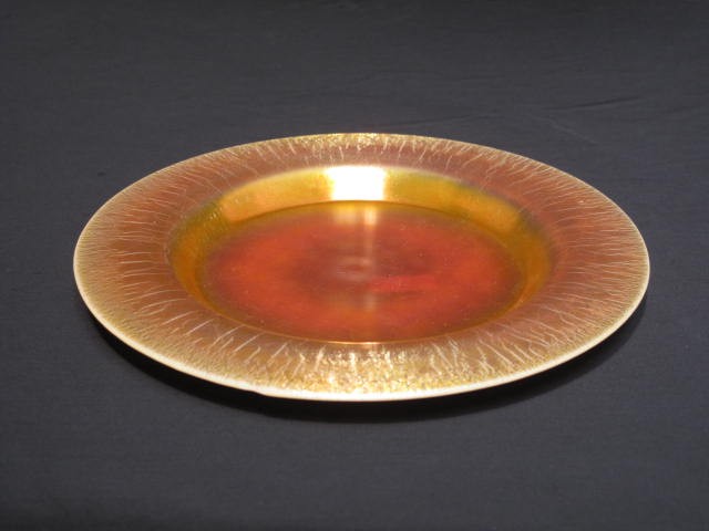 Steuben art glass plate. Gold