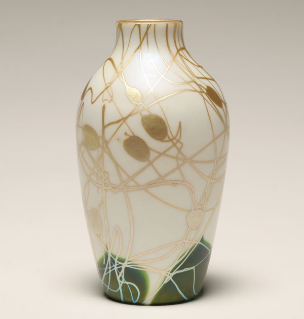 Steuben art glass vase; green