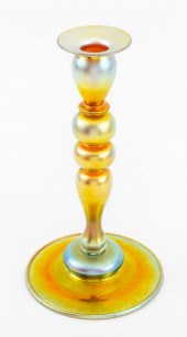 STEUBEN AURENE ART GLASS CANDL