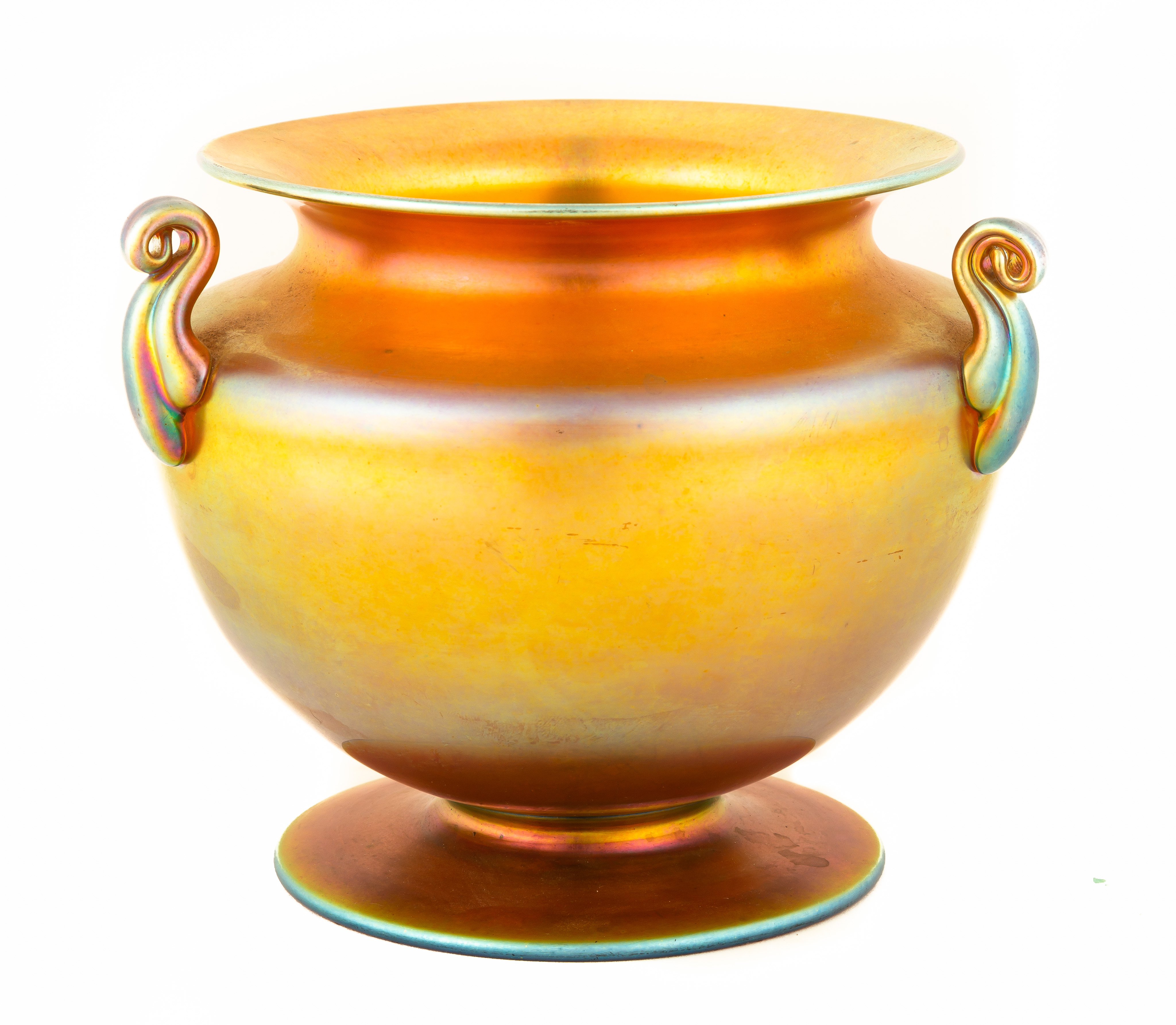 STEUBEN AURENE HANDLED VASE