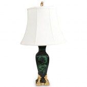 STEUBEN BLACK AND GREEN CUT GL