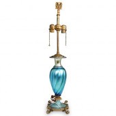 STEUBEN BLUE AURENE DEEPLY RIB