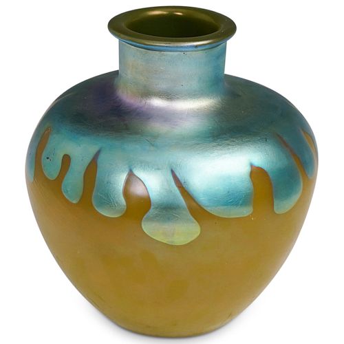 STEUBEN BLUE AURENE DRIP GLASS
