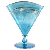 STEUBEN BLUE AURENE FAN VASEDE