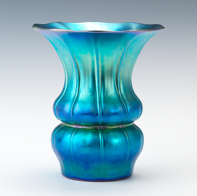 Steuben Blue Aurene Glass Vase
