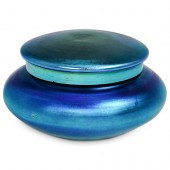 STEUBEN BLUE AURENE PUFF BOXDE