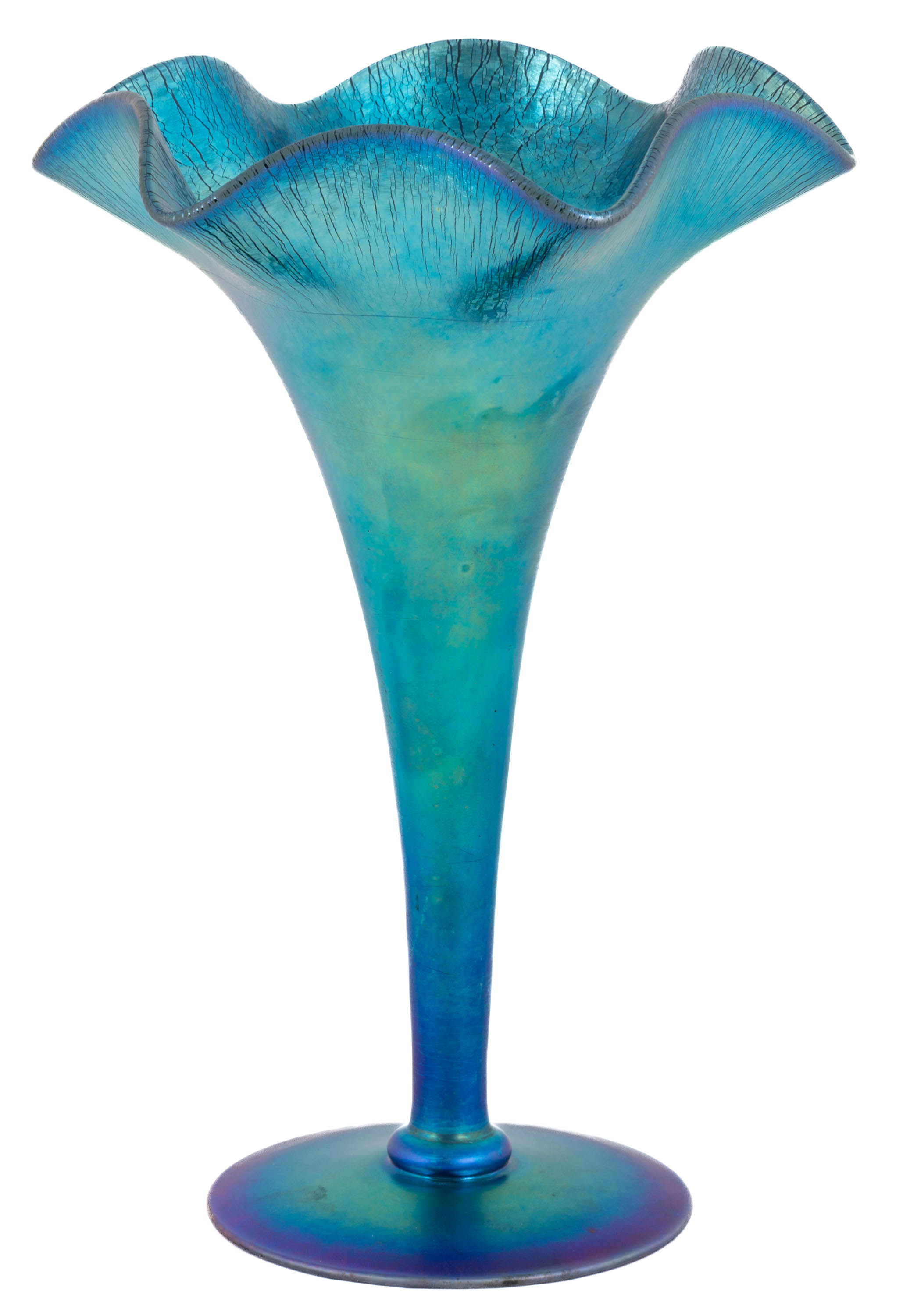 STEUBEN BLUE AURENE VASE WITH