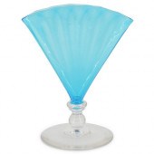 STEUBEN BLUE FAN VASEDESCRIPTI