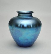 STEUBEN BLUE GLASS GLOBULAR VA