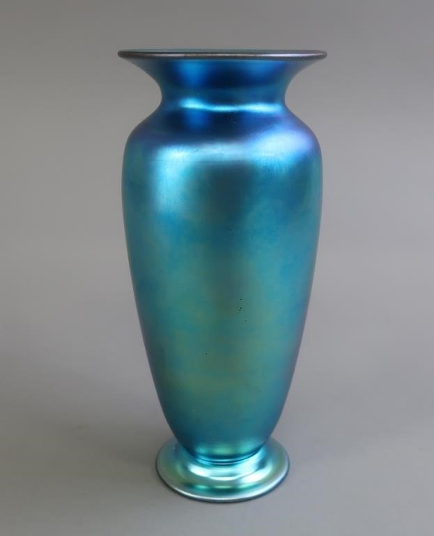 Steuben blue iridescent art glass