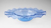 STEUBEN BLUE THREADED GLASS BO