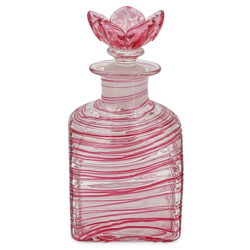 STEUBEN BOTTLE WITH ROSALINE