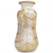 STEUBEN CALCITE VASE W/ GOLD A