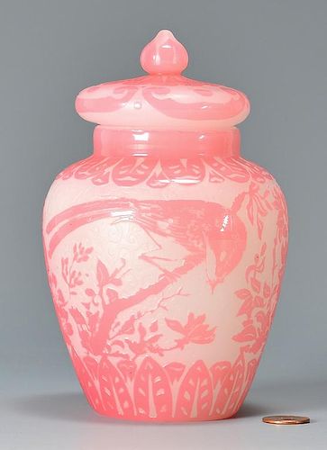STEUBEN CAMEO GLASS VASE,